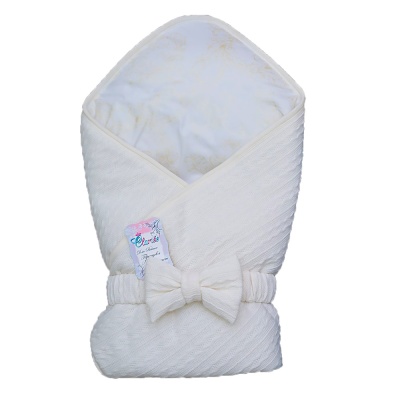 Конверт с бантом Вязаные узоры 90х90 см Clariss 922 молочный 1